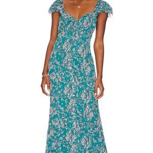 House of Harlow 1960 Blue Floral Maxi Viana Dress Size Medium NWT